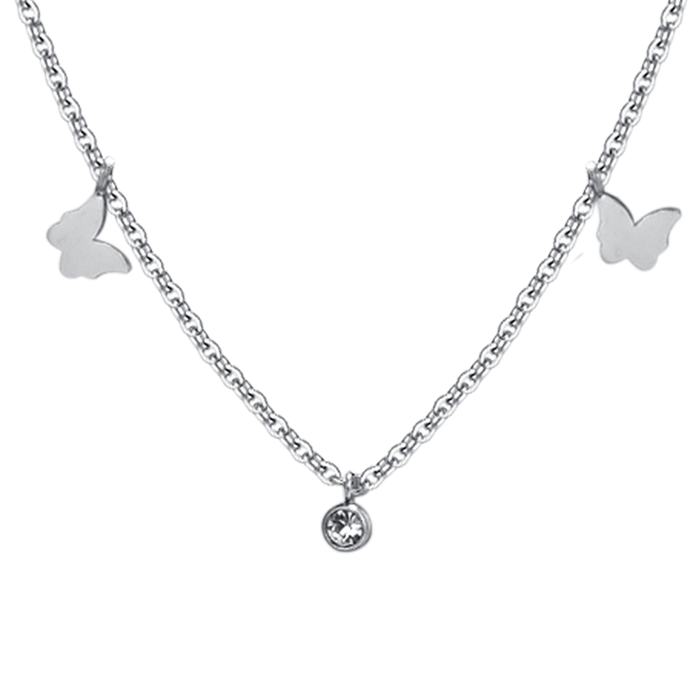 COLLAR DE MARIPOSA DE ACERO Y CRISTAL PARA MUJER