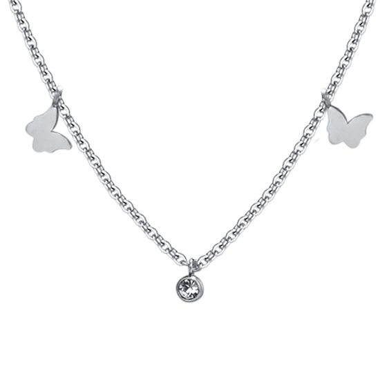 COLLAR DE MARIPOSA DE ACERO Y CRISTAL PARA MUJER