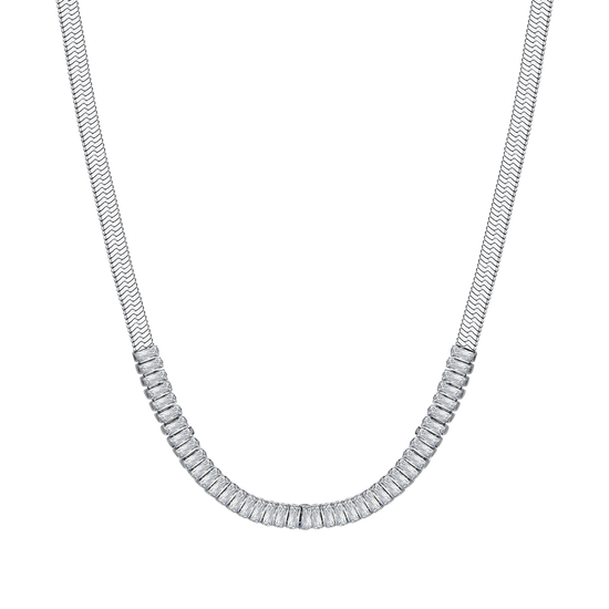 COLLAR DE ACERO CON CIRCONITA BLANCA PARA MUJER