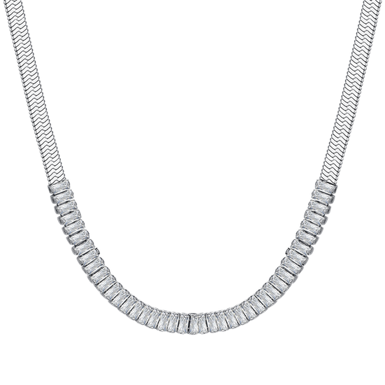COLLAR DE ACERO CON CIRCONITA BLANCA PARA MUJER