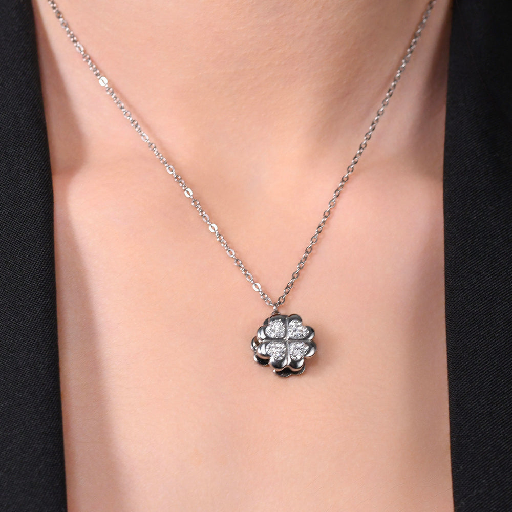 COLLAR TRÉBOL DE CUATRO HOJAS DE ACERO PARA MUJER