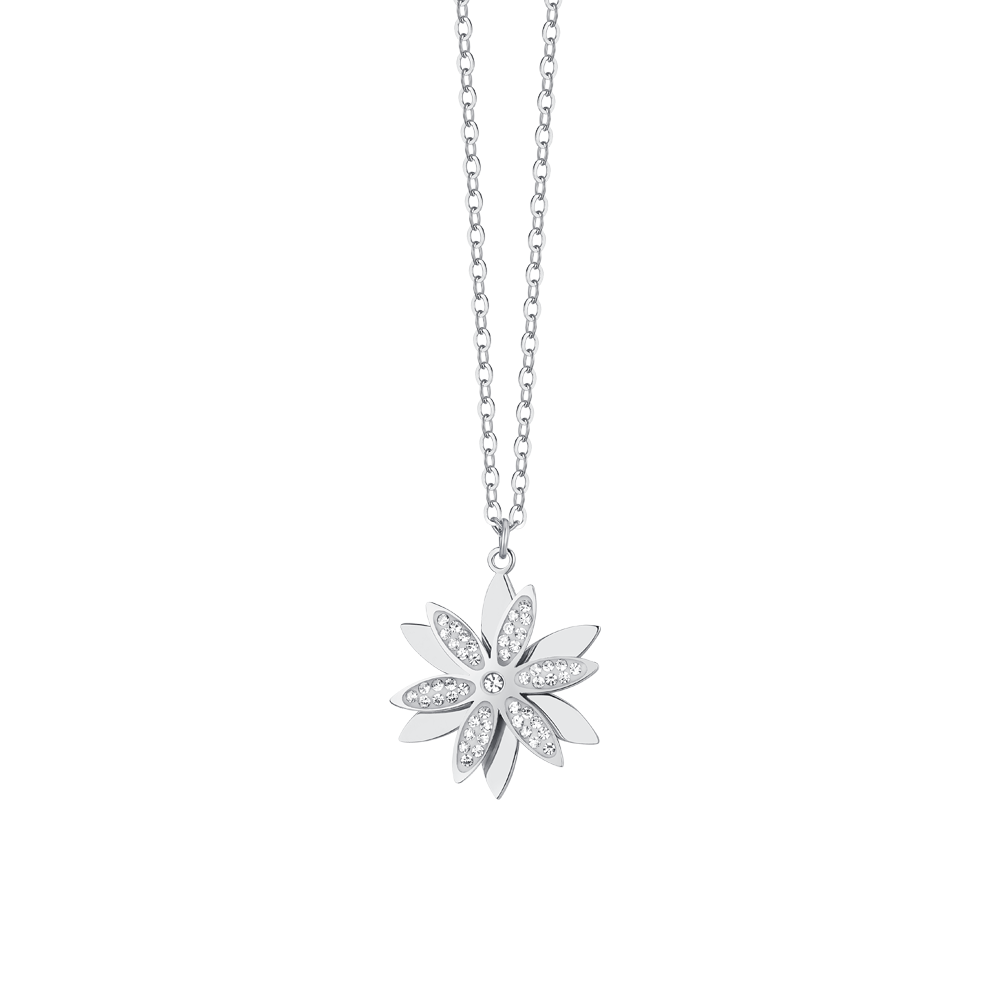 COLLAR DE ACERO PARA MUJER FLOR DE LA VIDA GIRATORIO