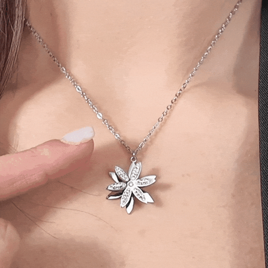 COLLAR DE ACERO PARA MUJER FLOR DE LA VIDA GIRATORIO