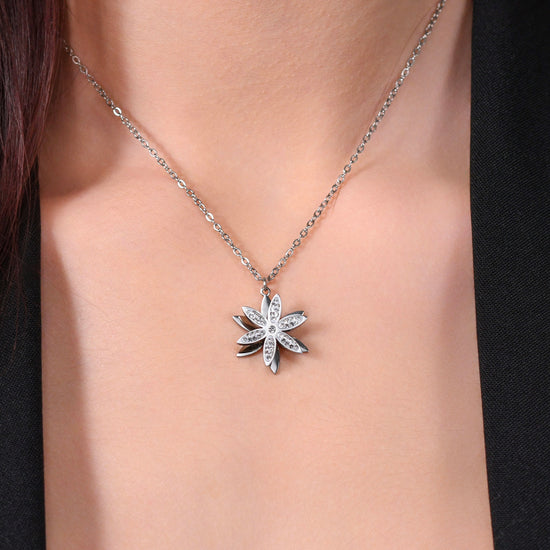 COLLAR DE ACERO PARA MUJER FLOR DE LA VIDA GIRATORIO