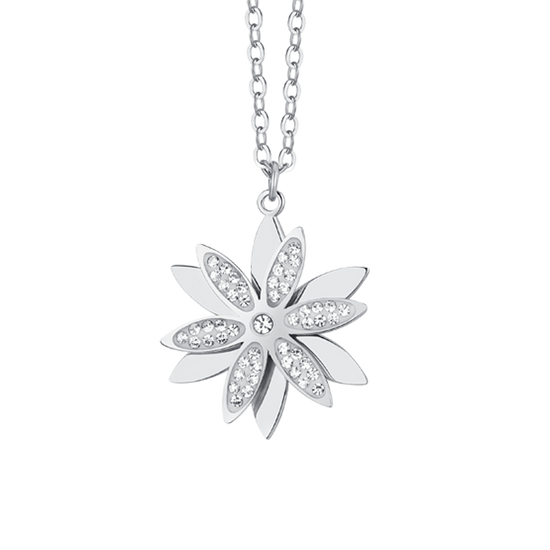 COLLAR DE ACERO PARA MUJER FLOR DE LA VIDA GIRATORIO