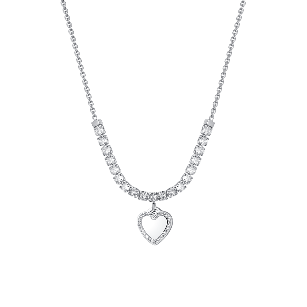 COLLAR TENIS MUJER ACERO CORAZON Y CIRCONITA