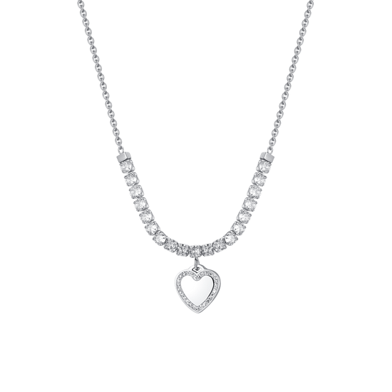 COLLAR TENIS MUJER ACERO CORAZON Y CIRCONITA