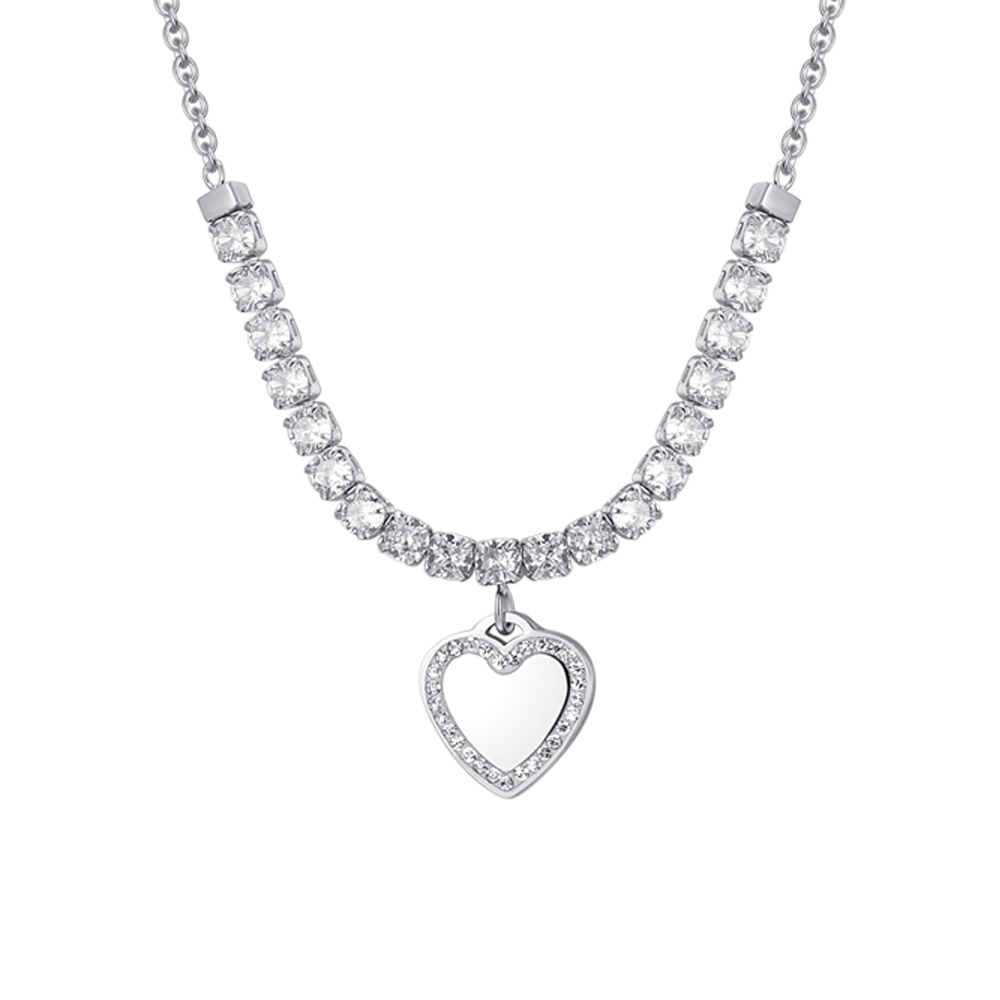 COLLAR TENIS MUJER ACERO CORAZON Y CIRCONITA