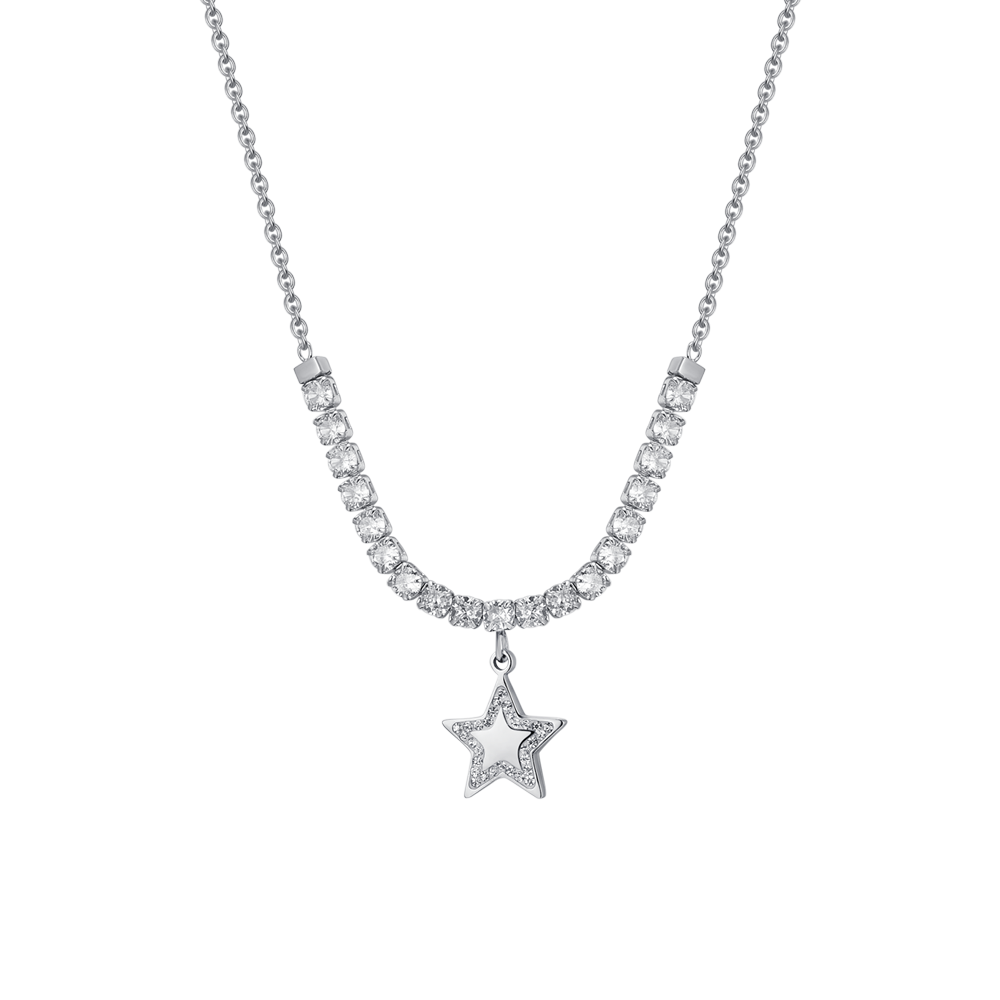 COLLAR DE TENIS PARA MUJER CON ESTRELLA DE ACERO Y CIRCONITA CÚBICA