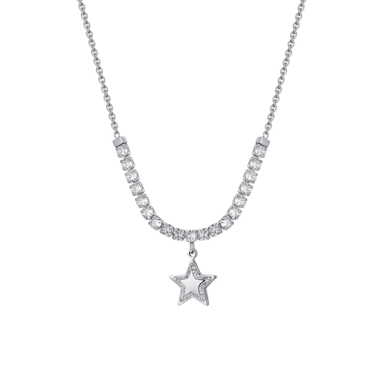 COLLAR DE TENIS PARA MUJER CON ESTRELLA DE ACERO Y CIRCONITA CÚBICA