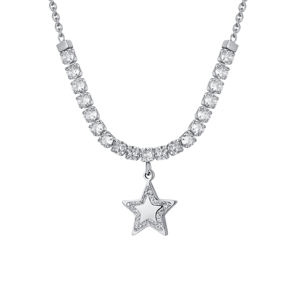COLLAR DE TENIS PARA MUJER CON ESTRELLA DE ACERO Y CIRCONITA CÚBICA