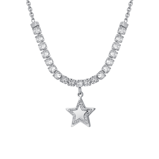 COLLAR DE TENIS PARA MUJER CON ESTRELLA DE ACERO Y CIRCONITA CÚBICA