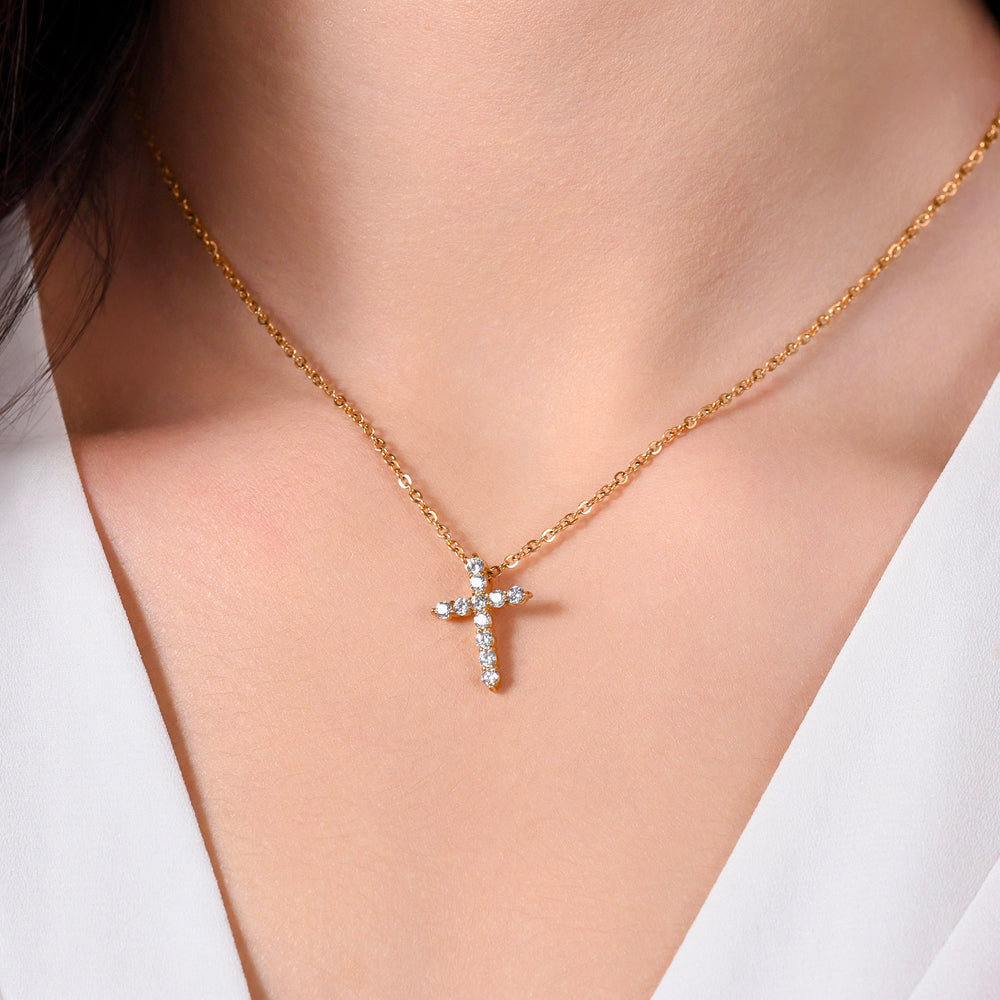 ACERO IP ORO CRUZ BLANCO CIRCÓN COLLAR