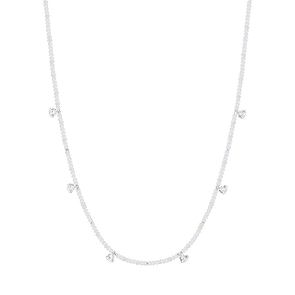 COLLAR DE ACERO PARA MUJER PIEDRAS Y CRISTALES BLANCOS