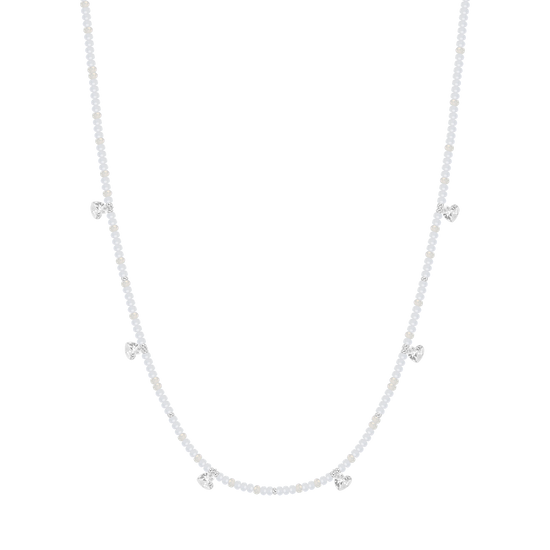 COLLAR DE ACERO PARA MUJER PIEDRAS Y CRISTALES BLANCOS