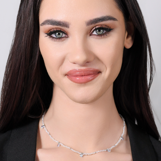 COLLAR DE ACERO PARA MUJER PIEDRAS Y CRISTALES BLANCOS