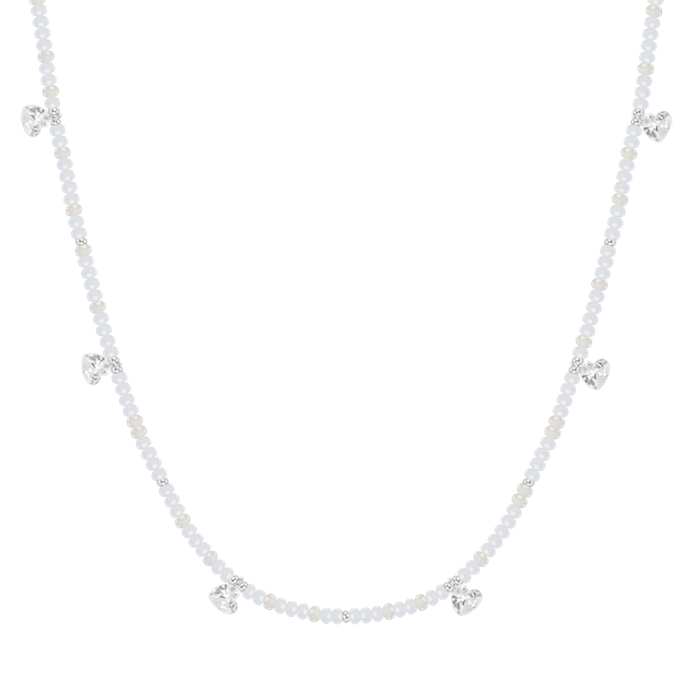 COLLAR DE ACERO PARA MUJER PIEDRAS Y CRISTALES BLANCOS