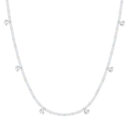 COLLAR DE ACERO PARA MUJER PIEDRAS Y CRISTALES BLANCOS