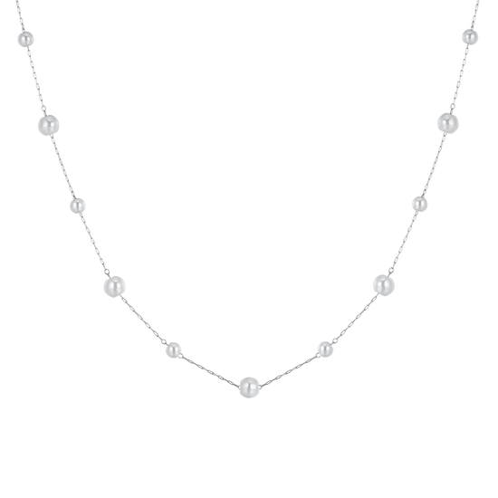 COLLAR LARGO DE ACERO PARA MUJER CON PERLAS