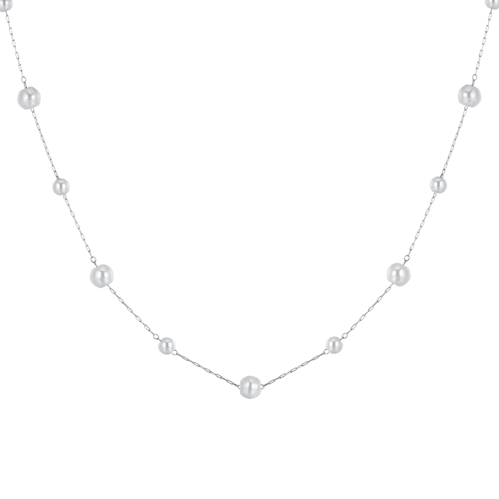 COLLAR LARGO DE ACERO PARA MUJER CON PERLAS