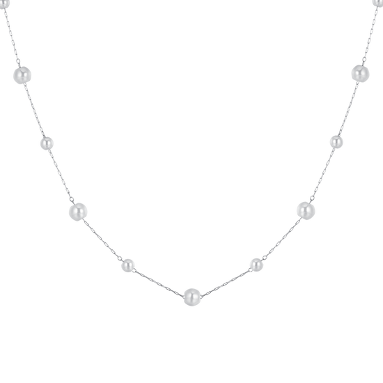 COLLAR LARGO DE ACERO PARA MUJER CON PERLAS