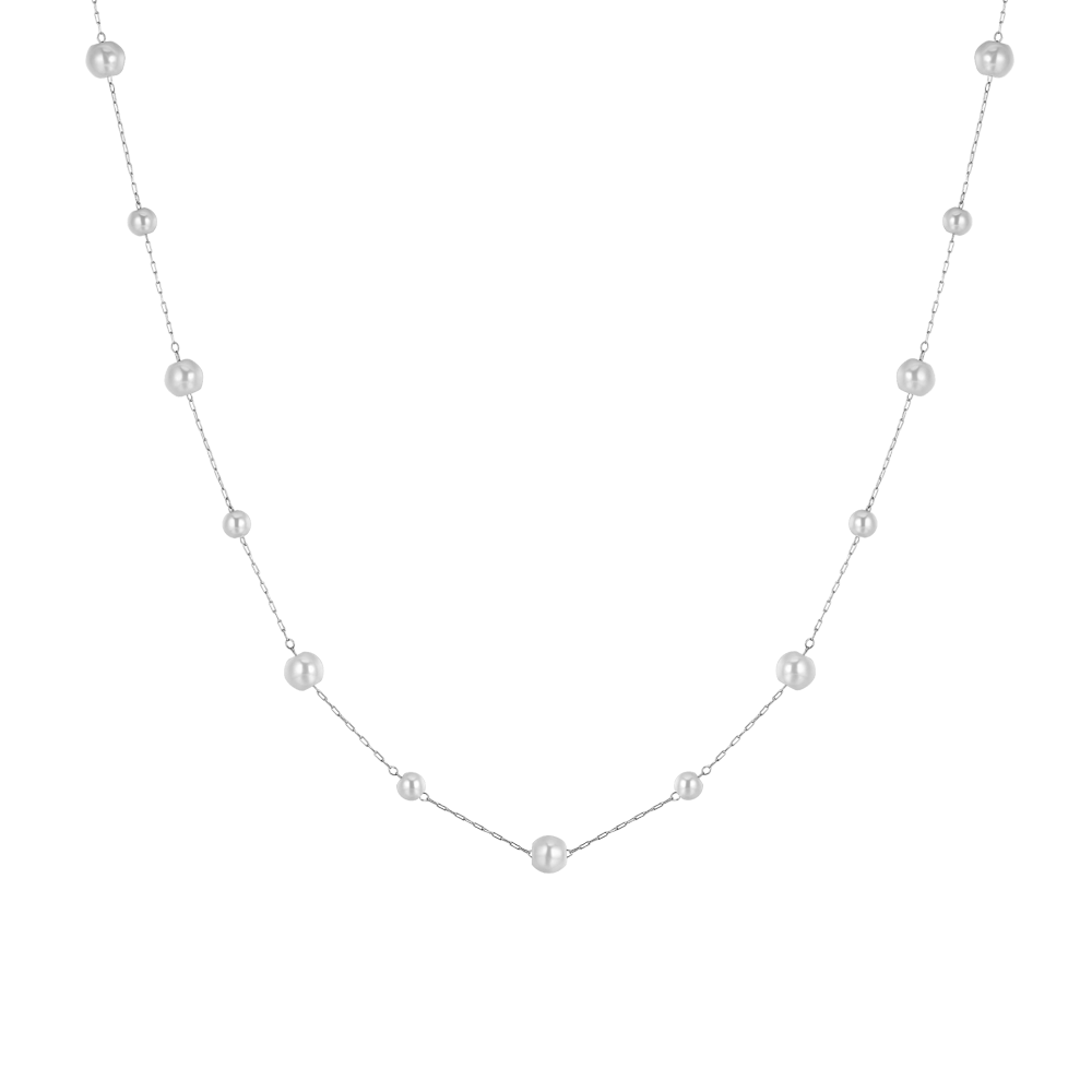 COLLAR DE ACERO PARA MUJER CON PERLAS