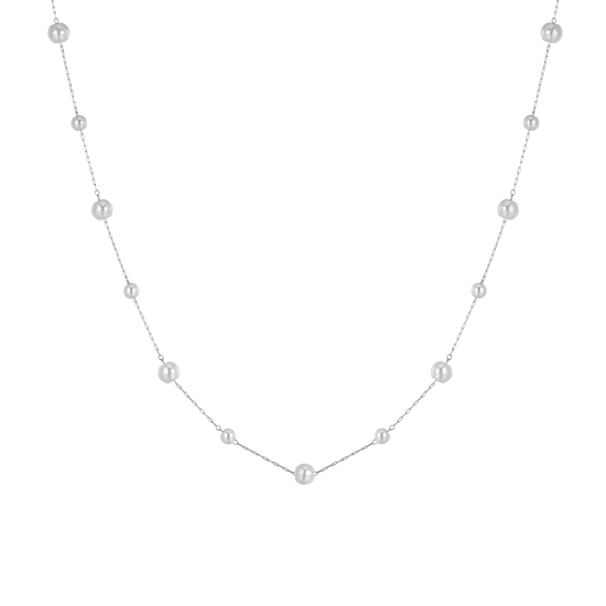 COLLAR DE ACERO PARA MUJER CON PERLAS