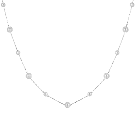COLLAR DE ACERO PARA MUJER CON PERLAS