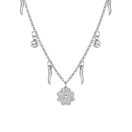 COLLAR FEMENINO DE ACERO DE CUATRO CARAS CON CUERNOS