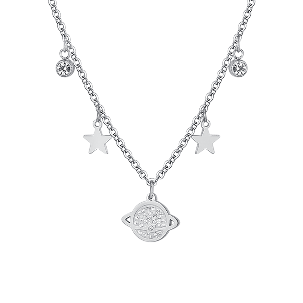 COLLAR DE ACERO PLANETA Y ESTRELLAS
