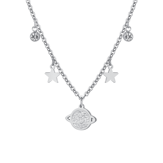 COLLAR DE ACERO PLANETA Y ESTRELLAS