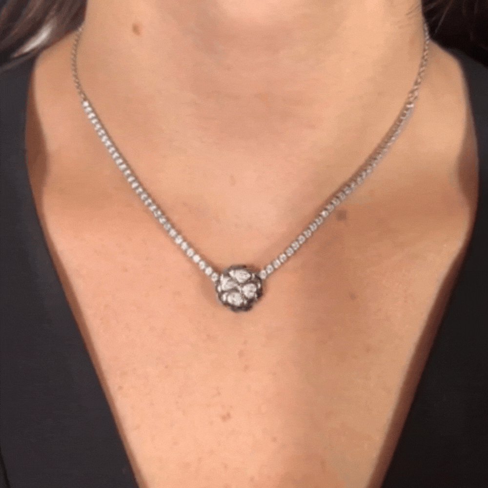 COLLAR DE TENIS TRÉBOL DE CUATRO HOJAS DE ACERO PARA MUJER