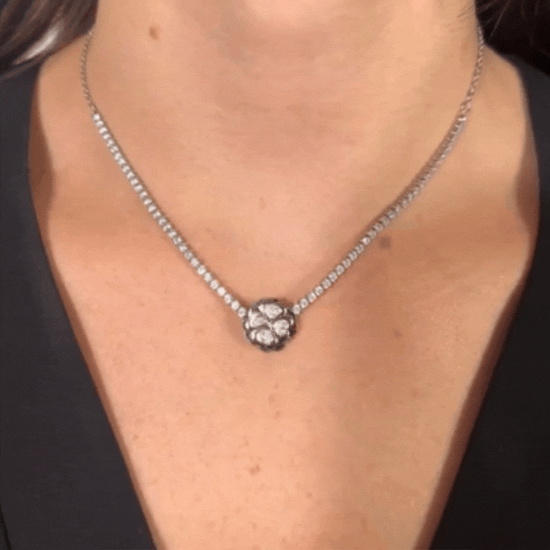 COLLAR DE TENIS TRÉBOL DE CUATRO HOJAS DE ACERO PARA MUJER