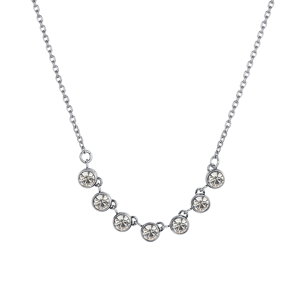 COLLAR DE ACERO CRISTAL BLANCO PARA MUJER