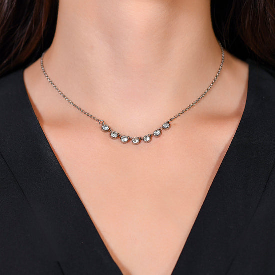 COLLAR DE ACERO CRISTAL BLANCO PARA MUJER