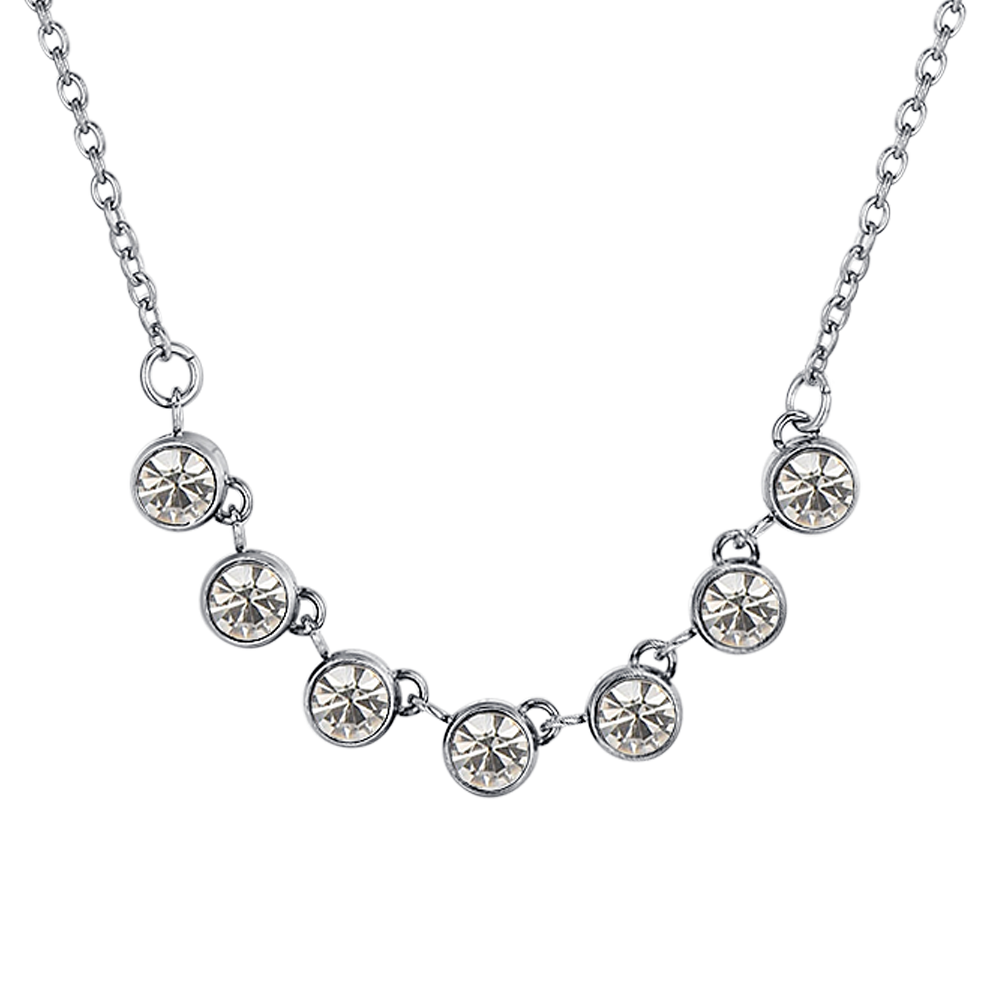 COLLAR DE ACERO CRISTAL BLANCO PARA MUJER