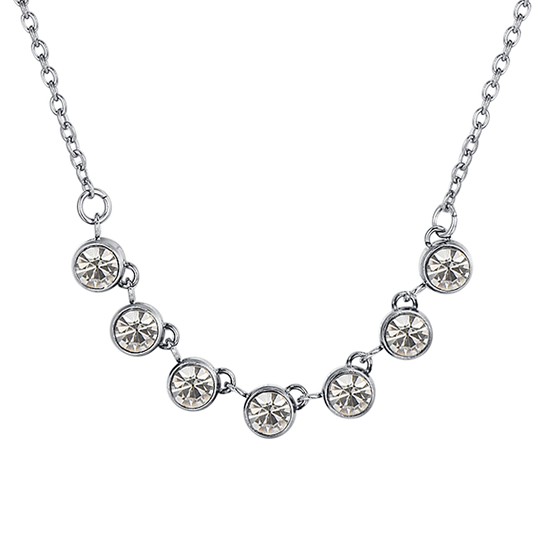 COLLAR DE ACERO CRISTAL BLANCO PARA MUJER