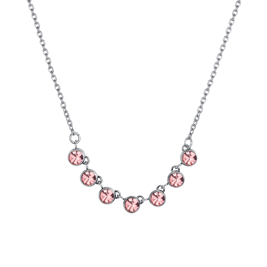 COLLAR DE ACERO CRISTAL ROSA PARA MUJER