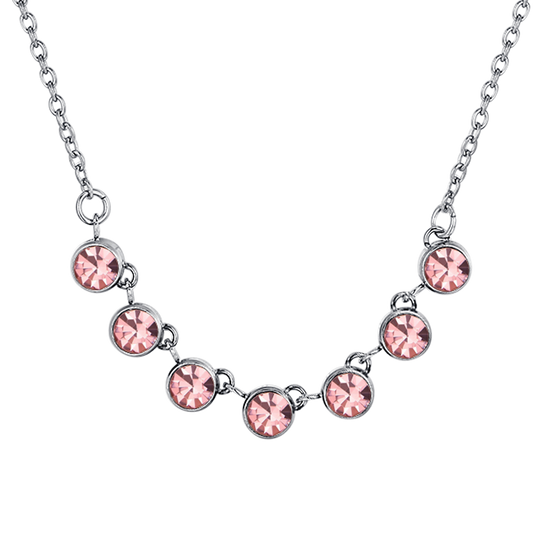 COLLAR DE ACERO CRISTAL ROSA PARA MUJER