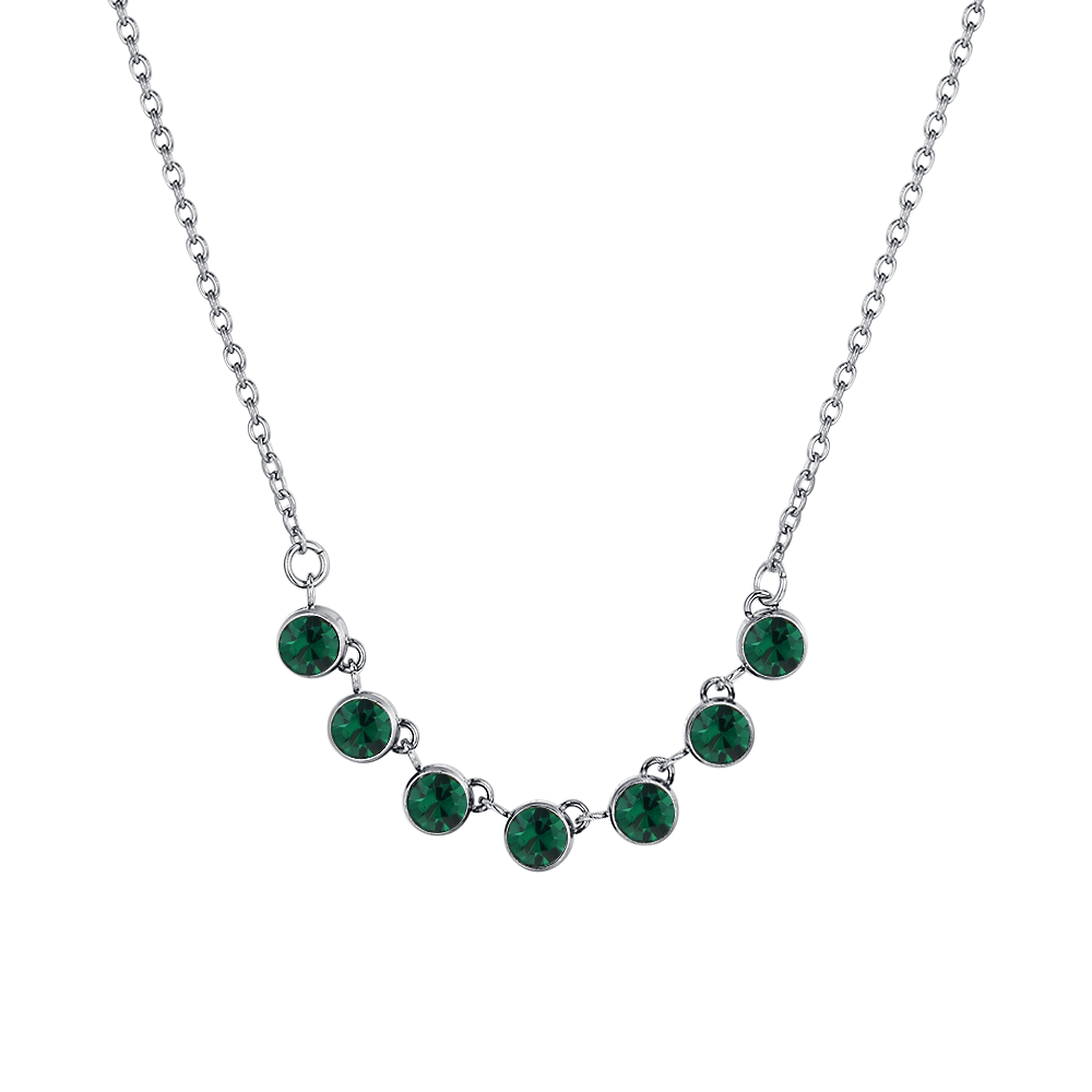COLLAR DE ACERO CRISTAL VERDE PARA MUJER