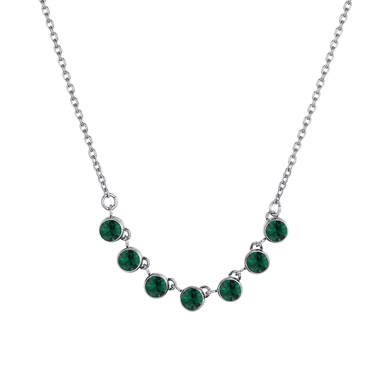 COLLAR DE ACERO CRISTAL VERDE PARA MUJER