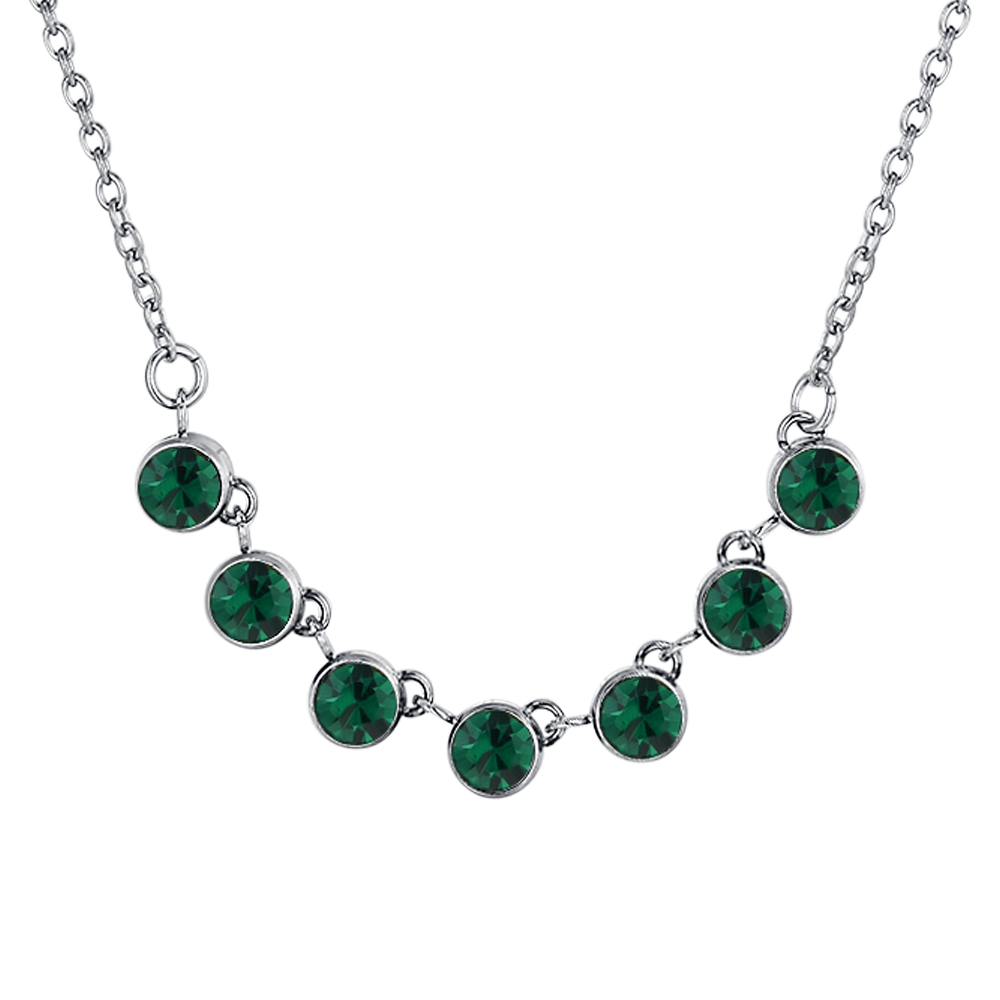 COLLAR DE ACERO CRISTAL VERDE PARA MUJER