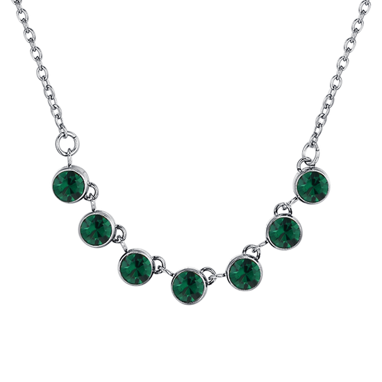 COLLAR DE ACERO CRISTAL VERDE PARA MUJER