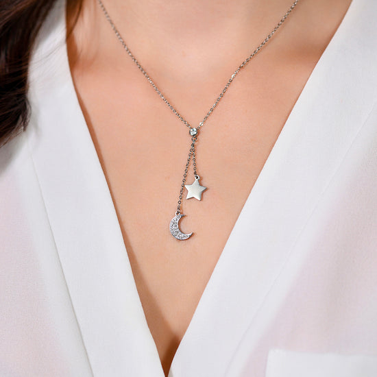 COLLAR DE ACERO LUNA Y ESTRELLA