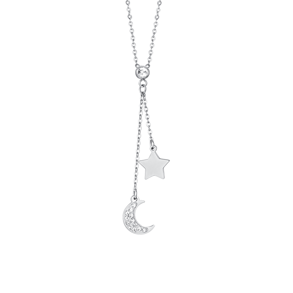 COLLAR DE ACERO LUNA Y ESTRELLA