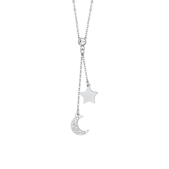 COLLAR DE ACERO LUNA Y ESTRELLA