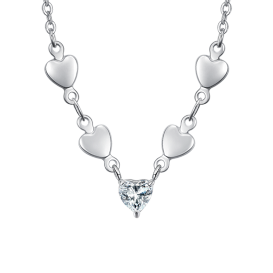 COLLANA DONNA IN ACCIAIO CON CUORI E ZIRCONI BIANCHI