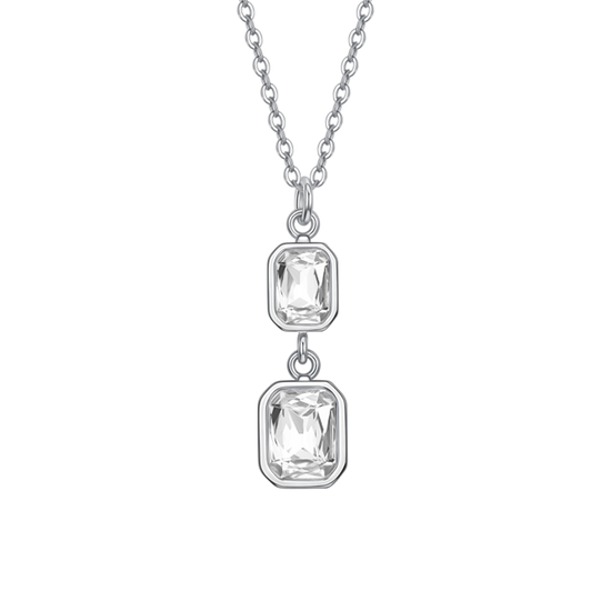 COLLANA DONNA IN ACCIAIO  CON CRISTALLI BIANCHI