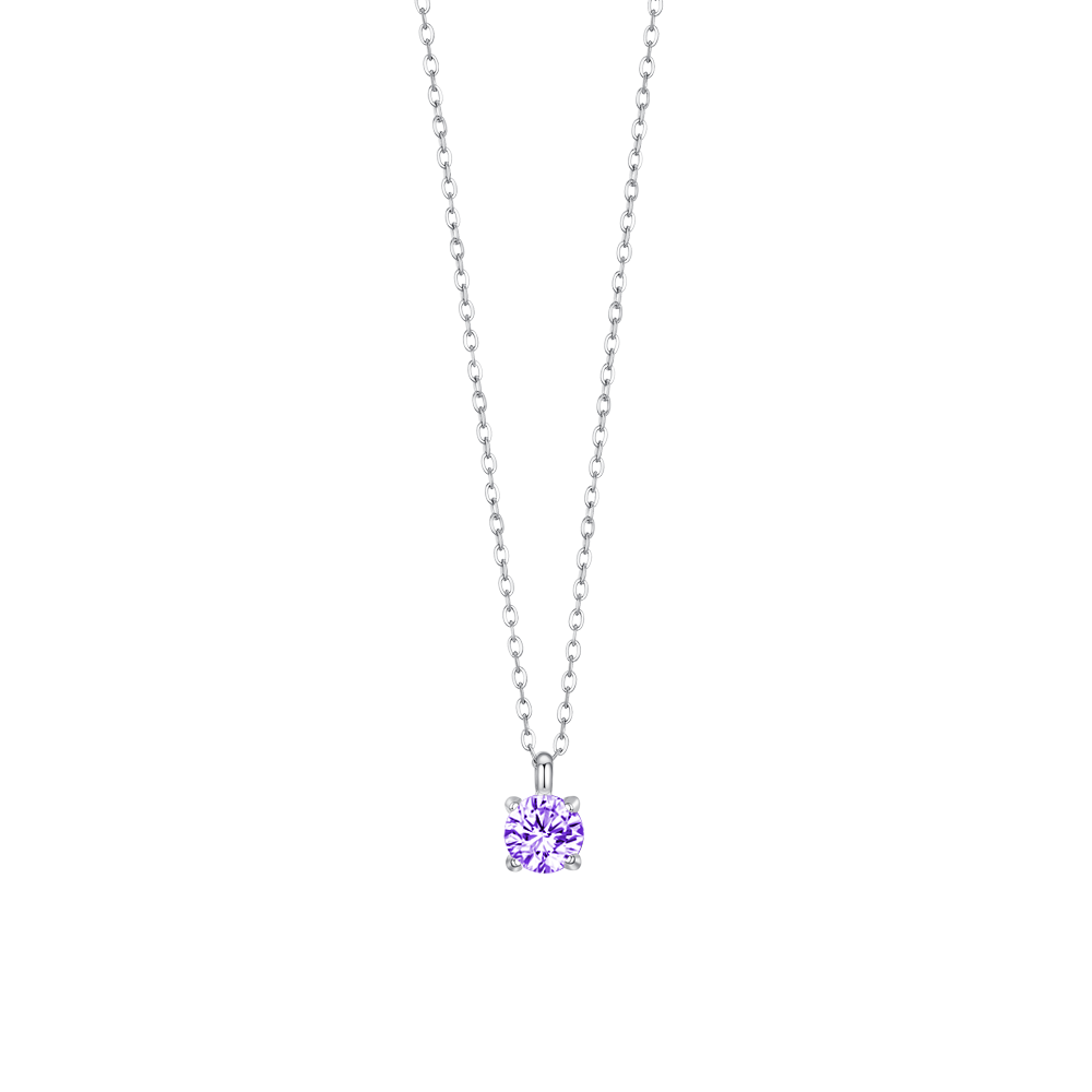 COLLANA DONNA IN ACCIAIO  ZIRCONE VIOLA