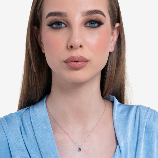 Carica immagine nella Galleria COLLANA DONNA IN ACCIAIO  ZIRCONE VIOLA
